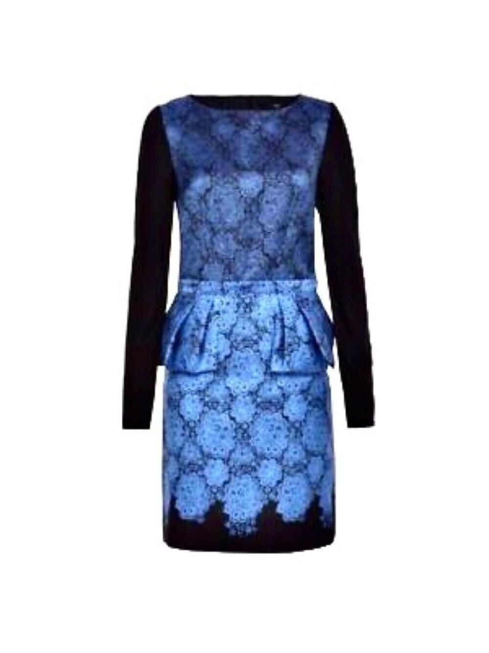 ** Tibi Natalia Peplum Floral Print Long Sleeved Dress Size 4